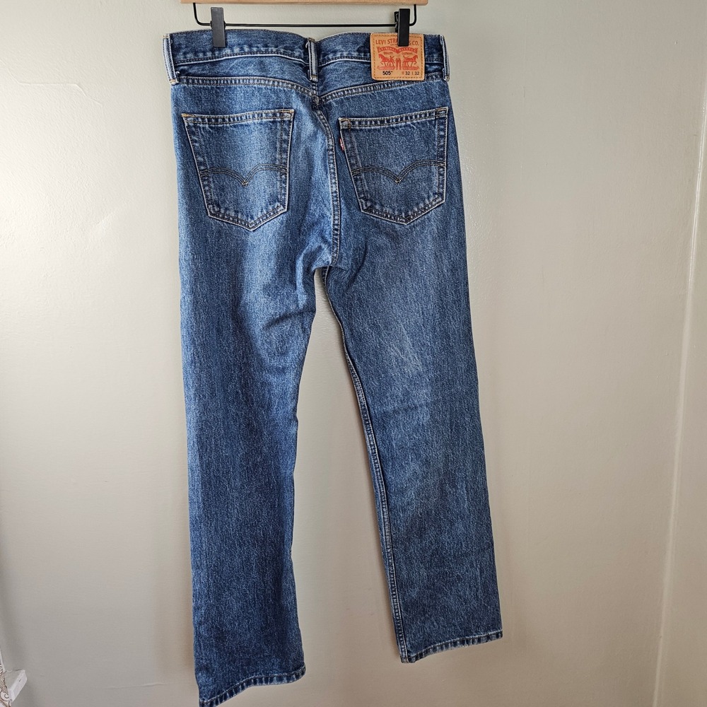 Levi's 505 Straight Leg Jeans S 32x32 Blue Wash Denim - Picture 3 of 7